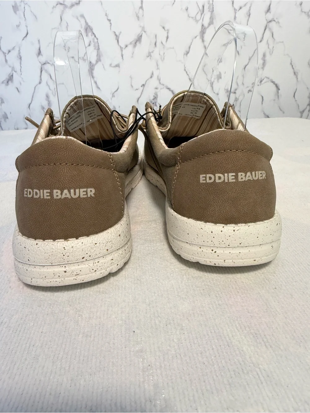 Eddie Bauer Men’s Brown Canvas Slip-On Loafers Size 9 NWOT Casual Comfort Shoes